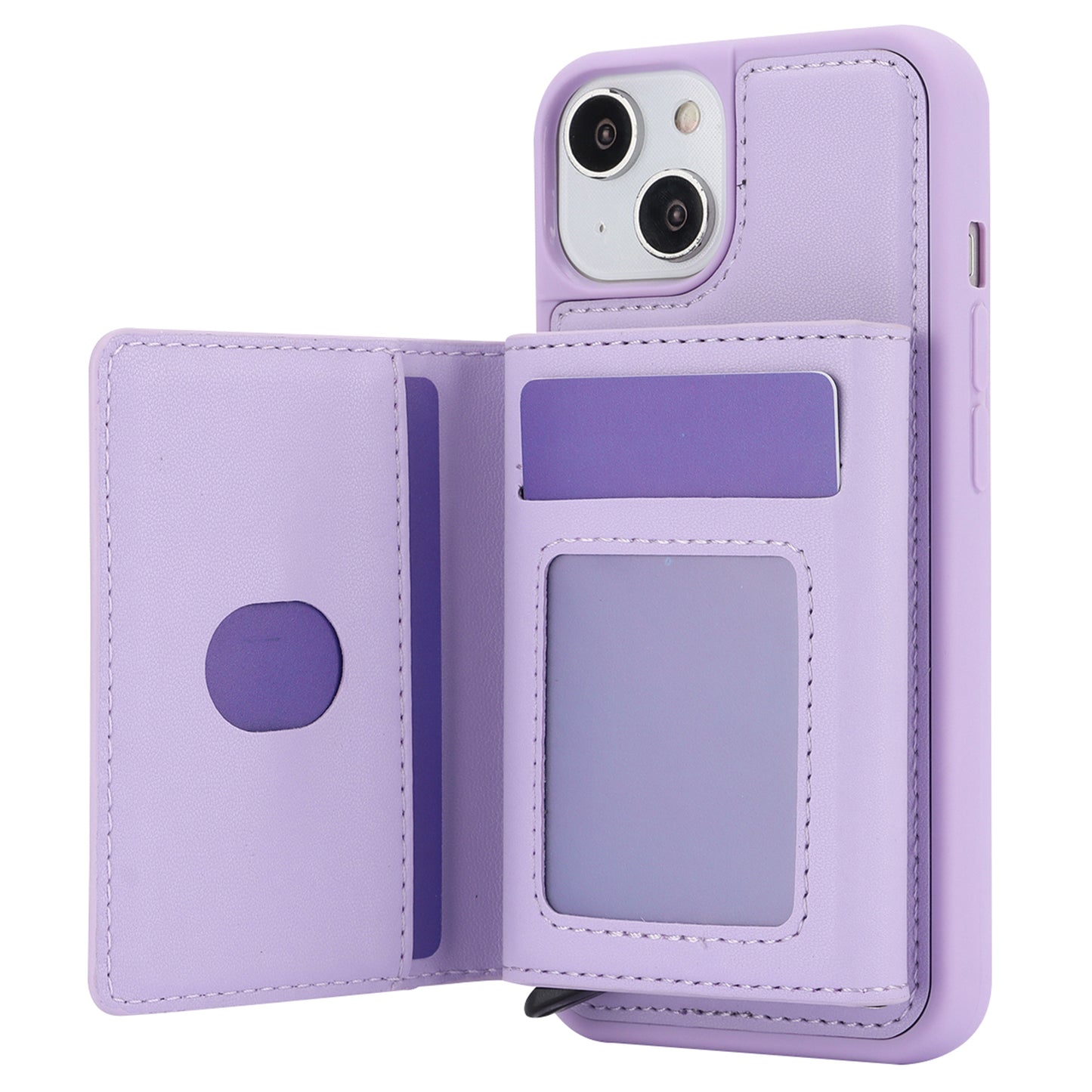 RFID Blocking Phone Cover for iPhone 15 , Kickstand Phone Shell with Detachable Pop-Up Card Case