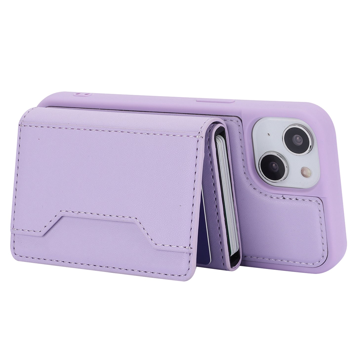 RFID Blocking Phone Cover for iPhone 15 , Kickstand Phone Shell with Detachable Pop-Up Card Case