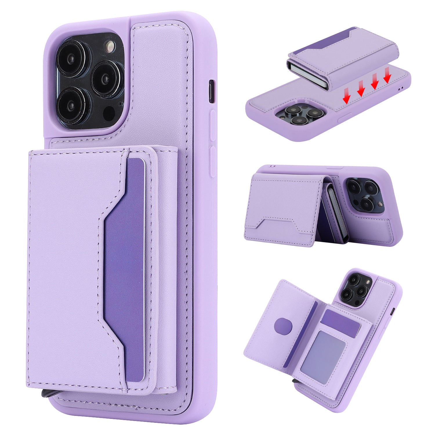 RFID Blocking Kickstand Phone Cover for iPhone 15 Pro , Detachable Pop-Up Card Case Phone Shell