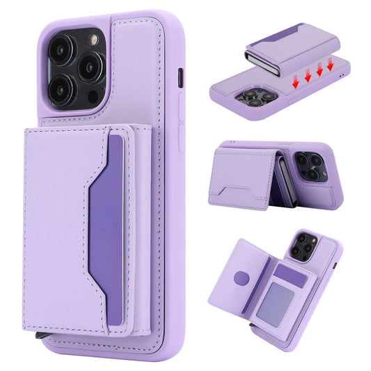 RFID Blocking Kickstand Phone Cover for iPhone 15 Pro , Detachable Pop-Up Card Case Phone Shell