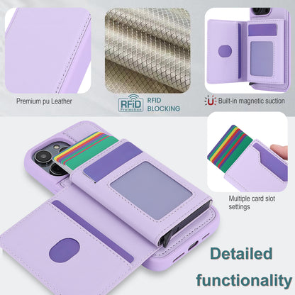 RFID Blocking Kickstand Phone Cover for iPhone 15 Pro , Detachable Pop-Up Card Case Phone Shell