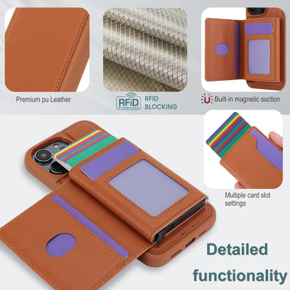 RFID Blocking Kickstand Phone Cover for iPhone 15 Pro , Detachable Pop-Up Card Case Phone Shell
