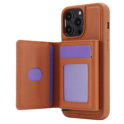 RFID Blocking Kickstand Phone Cover for iPhone 15 Pro , Detachable Pop-Up Card Case Phone Shell