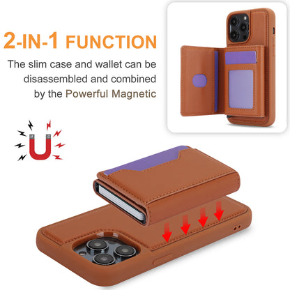 RFID Blocking Kickstand Phone Cover for iPhone 15 Pro , Detachable Pop-Up Card Case Phone Shell