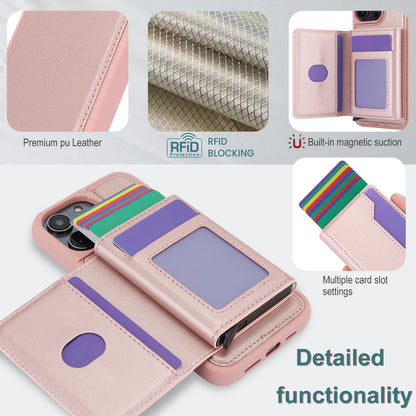 RFID Blocking Kickstand Phone Cover for iPhone 15 Pro , Detachable Pop-Up Card Case Phone Shell