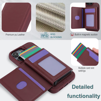 RFID Blocking Kickstand Phone Cover for iPhone 15 Pro , Detachable Pop-Up Card Case Phone Shell