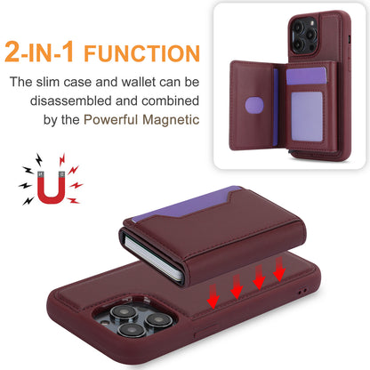 RFID Blocking Kickstand Phone Cover for iPhone 15 Pro , Detachable Pop-Up Card Case Phone Shell