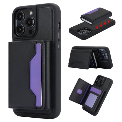 RFID Blocking Kickstand Phone Cover for iPhone 15 Pro , Detachable Pop-Up Card Case Phone Shell