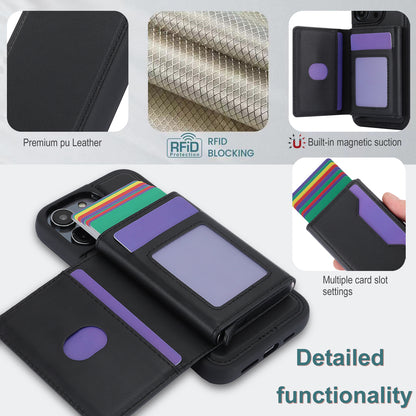 RFID Blocking Kickstand Phone Cover for iPhone 15 Pro , Detachable Pop-Up Card Case Phone Shell