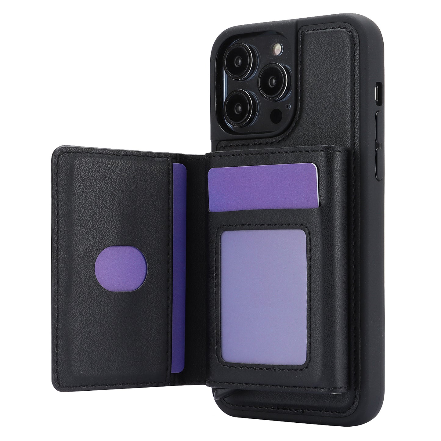 RFID Blocking Kickstand Phone Cover for iPhone 15 Pro , Detachable Pop-Up Card Case Phone Shell