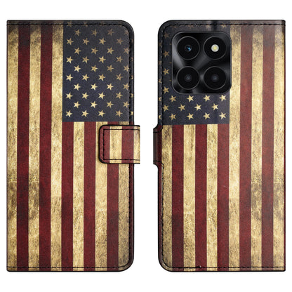 For Honor X6a 4G Wallet Case PU Leather Pattern Printing Phone Stand Cover