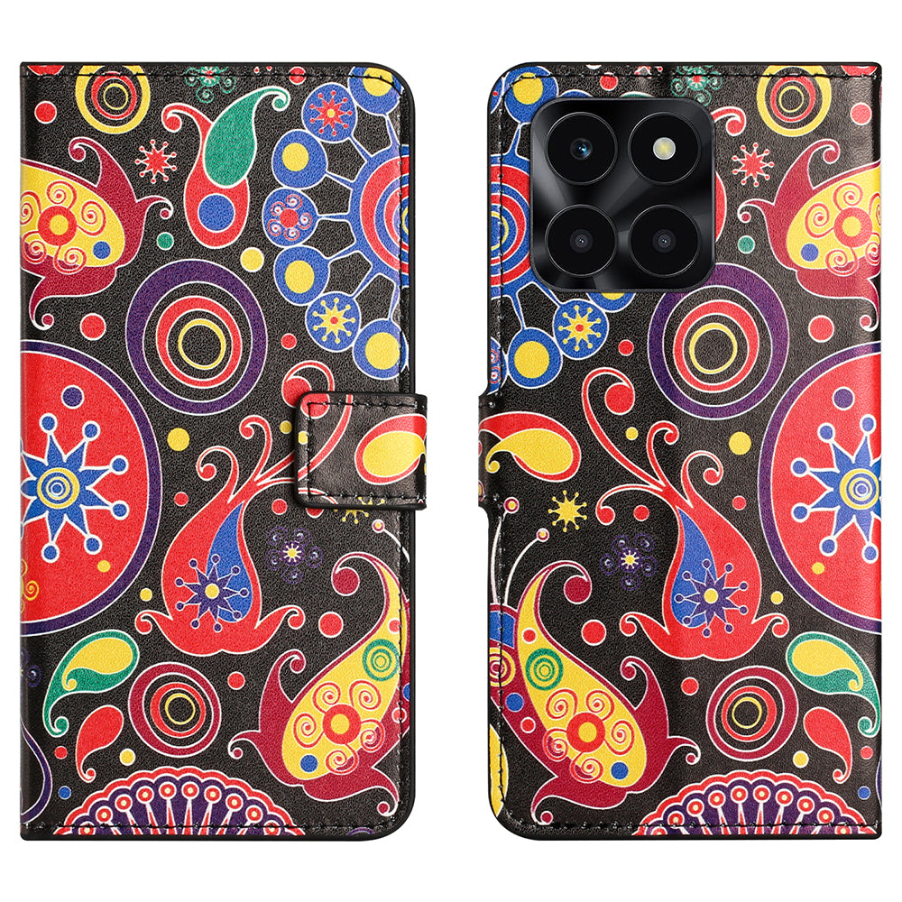 For Honor X6a 4G Wallet Case PU Leather Pattern Printing Phone Stand Cover