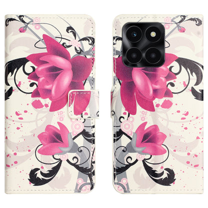 For Honor X6a 4G Wallet Case PU Leather Pattern Printing Phone Stand Cover