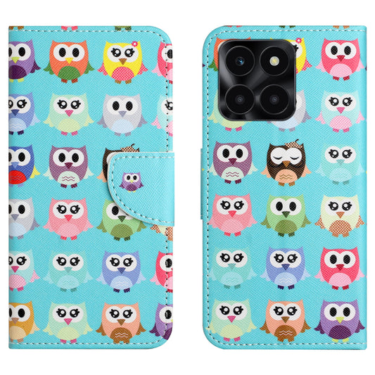 For Honor X6a 4G Wallet Flip Cover PU Leather Stand Pattern Printing Cross Texture Phone Case