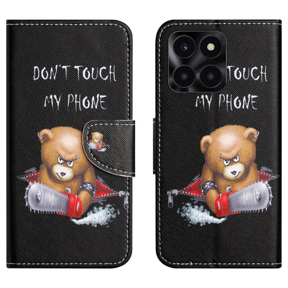 For Honor X6a 4G Wallet Flip Cover PU Leather Stand Pattern Printing Cross Texture Phone Case
