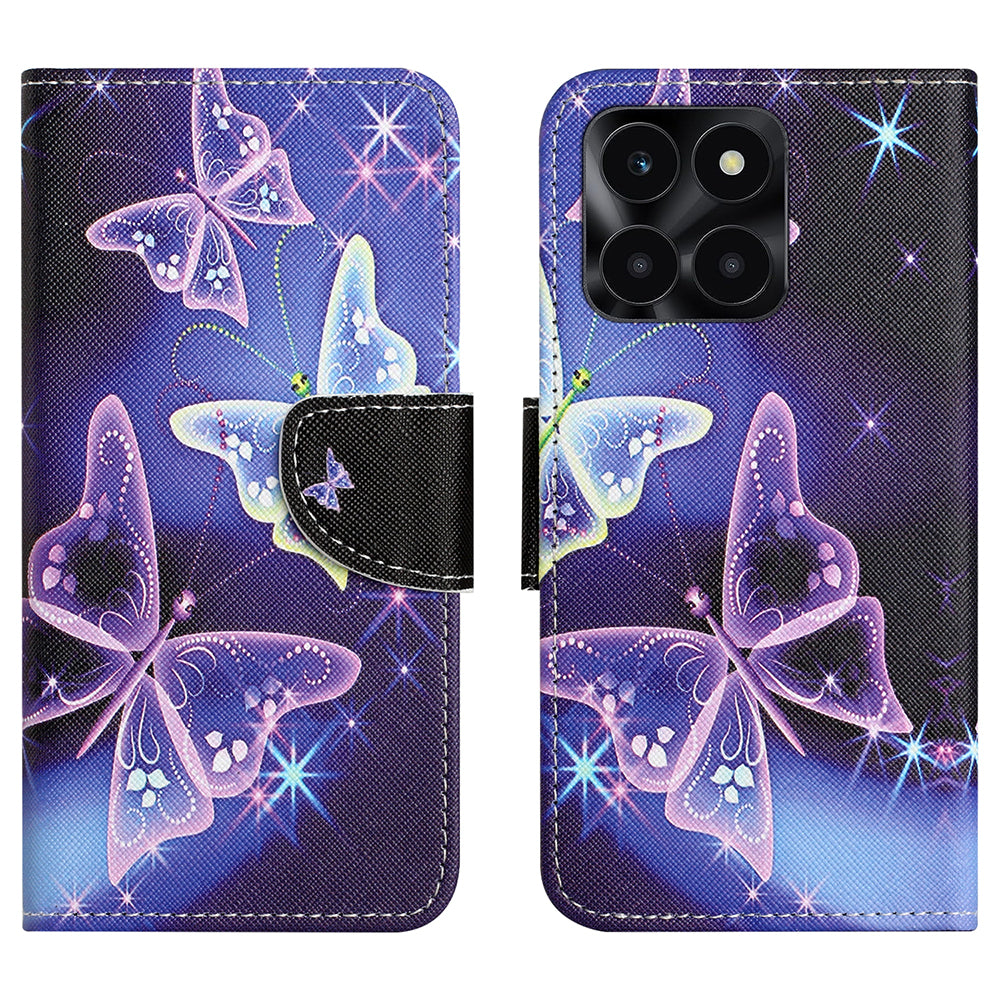 For Honor X6a 4G Wallet Flip Cover PU Leather Stand Pattern Printing Cross Texture Phone Case