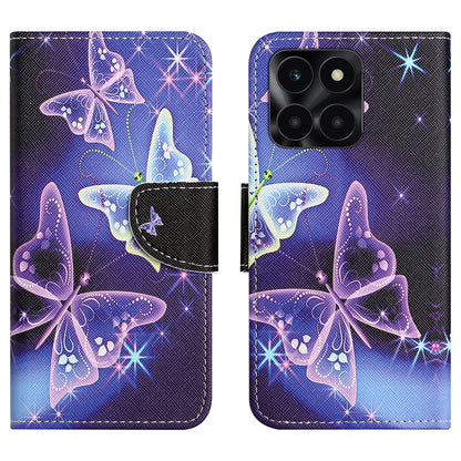 For Honor X6a 4G Wallet Flip Cover PU Leather Stand Pattern Printing Cross Texture Phone Case