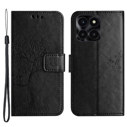 For Honor X6a 4G Owl Tree Imprinted PU Leather Stand Wallet Case Full Protection Phone Cover