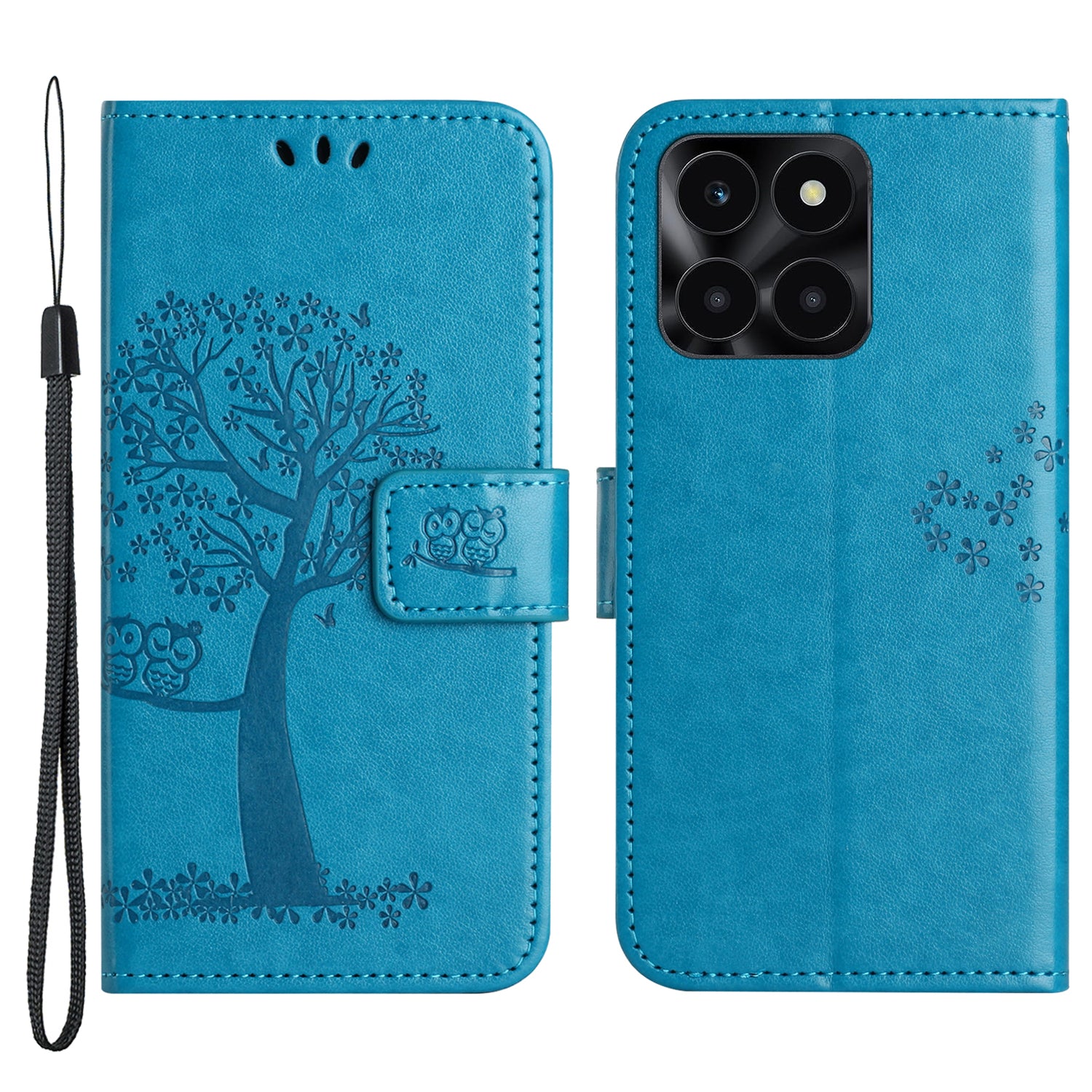 For Honor X6a 4G Owl Tree Imprinted PU Leather Stand Wallet Case Full Protection Phone Cover