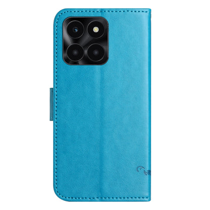 For Honor X6a 4G PU Leather Wallet Phone Case Butterfly Flower Imprinted Stand Cover