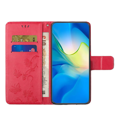 For Honor X6a 4G PU Leather Wallet Phone Case Butterfly Flower Imprinted Stand Cover