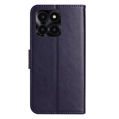 For Honor X6a 4G PU Leather Wallet Phone Case Butterfly Flower Imprinted Stand Cover