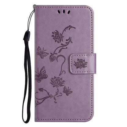 For Honor X6a 4G PU Leather Wallet Phone Case Butterfly Flower Imprinted Stand Cover