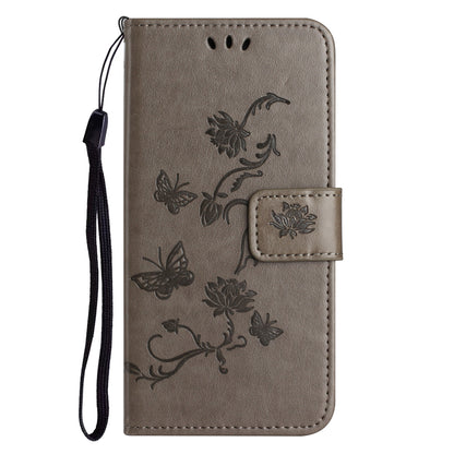 For Honor X6a 4G PU Leather Wallet Phone Case Butterfly Flower Imprinted Stand Cover