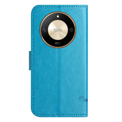 For Honor X50 Butterfly Flower Imprinted Drop-proof Phone Case PU Leather Wallet Stand Cover