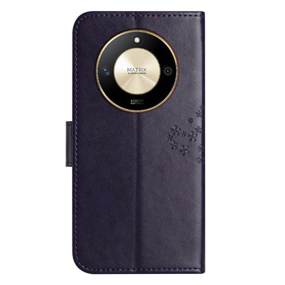 For Honor X50 Owl Tree Imprinted Phone Case PU Leather Wallet Stand Drop-proof Cover