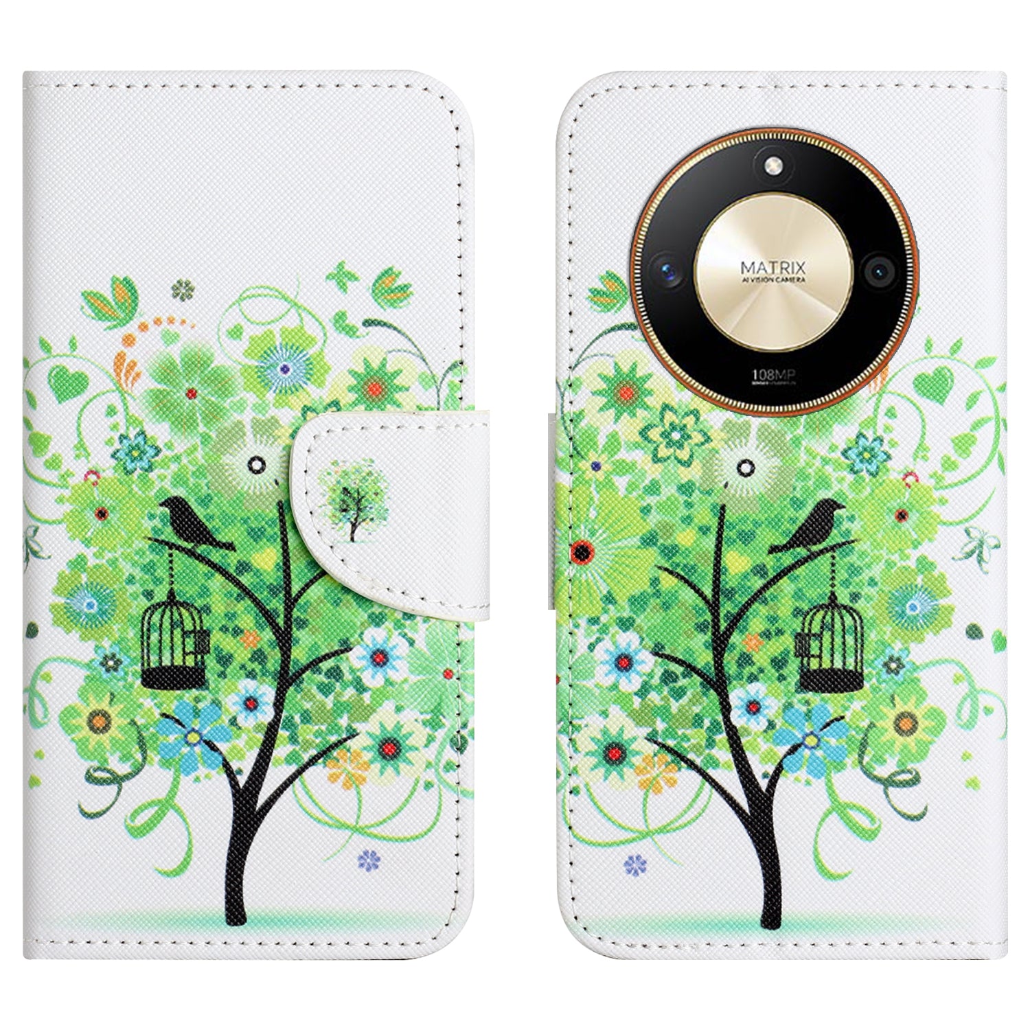 For Honor X50 PU Leather Cross Texture Phone Case Wallet Stand Pattern Printing Cover