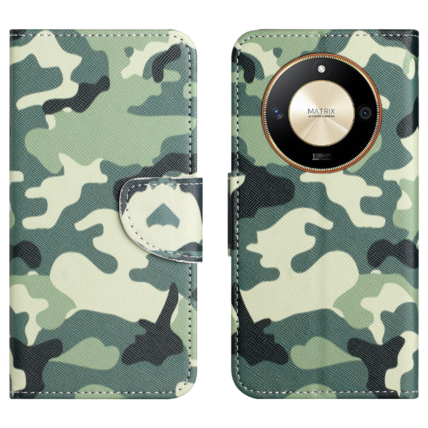 For Honor X50 PU Leather Cross Texture Phone Case Wallet Stand Pattern Printing Cover