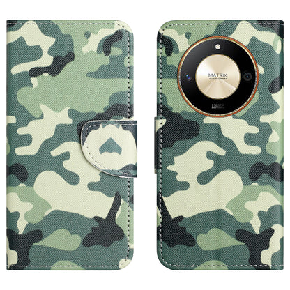 For Honor X50 PU Leather Cross Texture Phone Case Wallet Stand Pattern Printing Cover