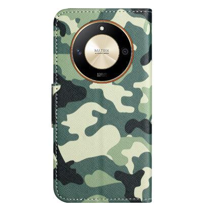 For Honor X50 PU Leather Cross Texture Phone Case Wallet Stand Pattern Printing Cover