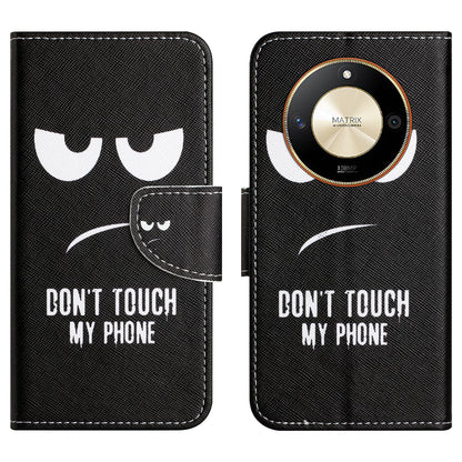 For Honor X50 PU Leather Cross Texture Phone Case Wallet Stand Pattern Printing Cover