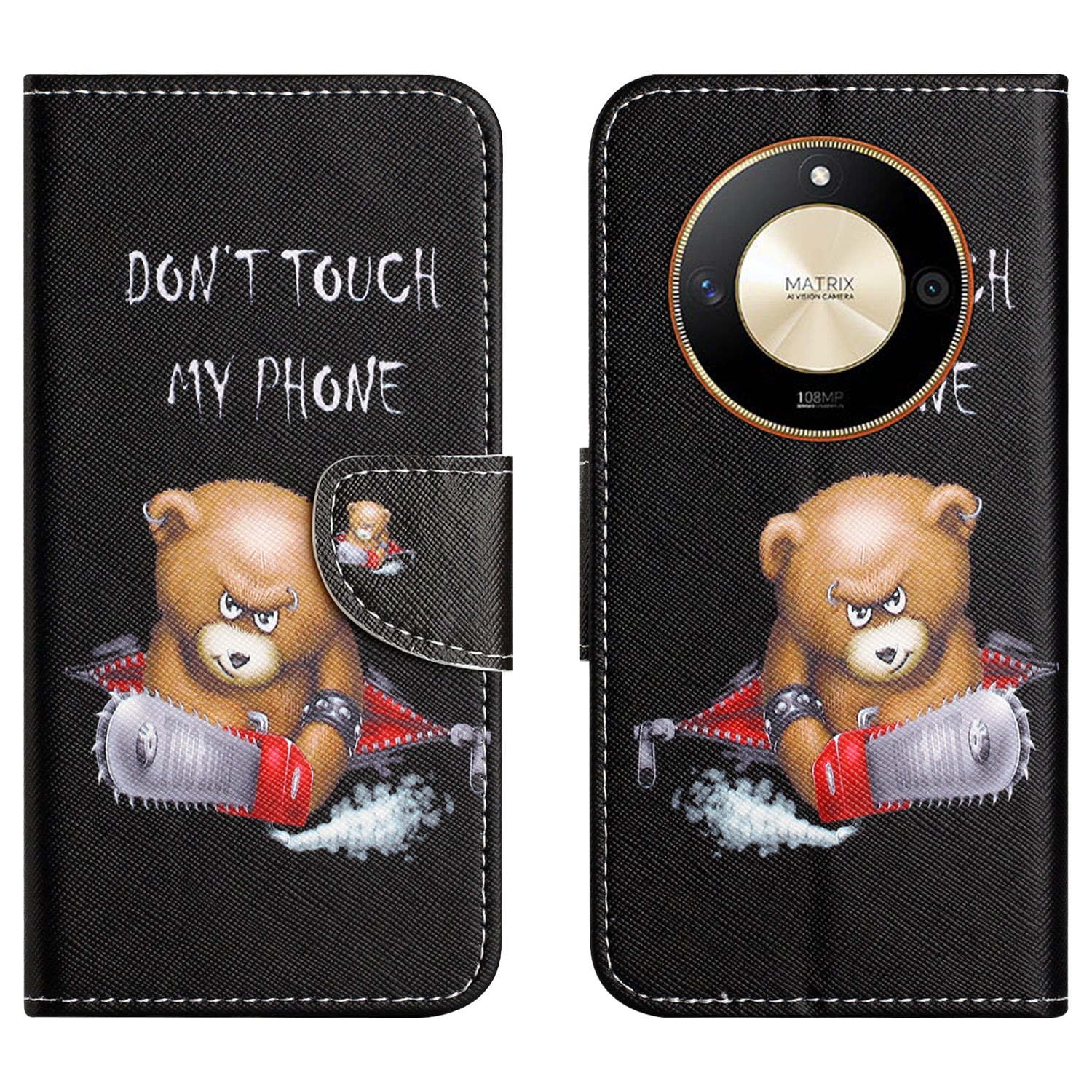 For Honor X50 PU Leather Cross Texture Phone Case Wallet Stand Pattern Printing Cover