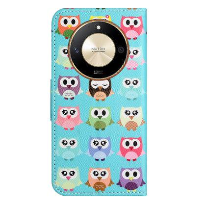For Honor X50 PU Leather Cross Texture Phone Case Wallet Stand Pattern Printing Cover