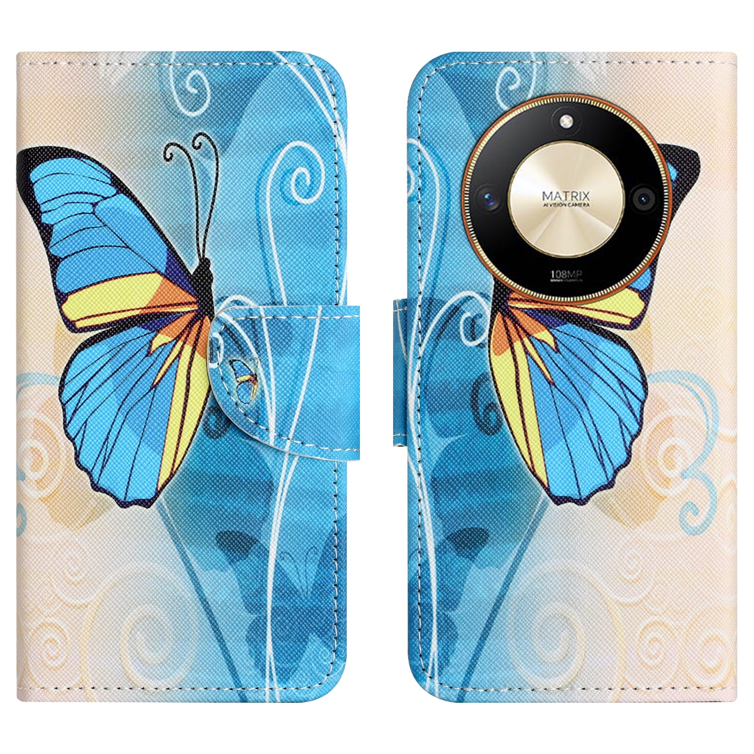 For Honor X50 PU Leather Cross Texture Phone Case Wallet Stand Pattern Printing Cover