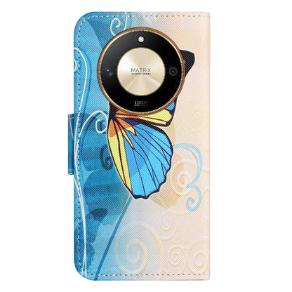 For Honor X50 PU Leather Cross Texture Phone Case Wallet Stand Pattern Printing Cover
