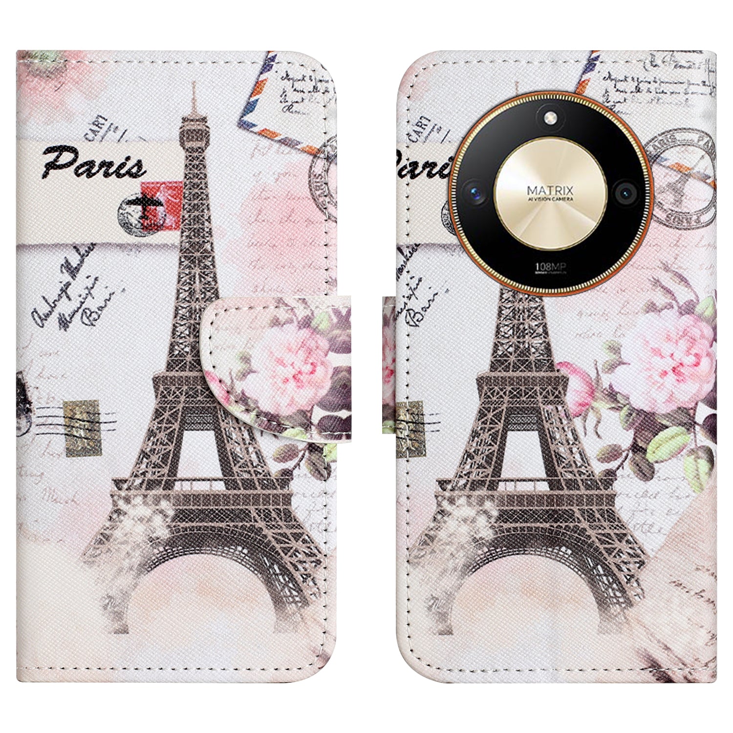 For Honor X50 PU Leather Cross Texture Phone Case Wallet Stand Pattern Printing Cover