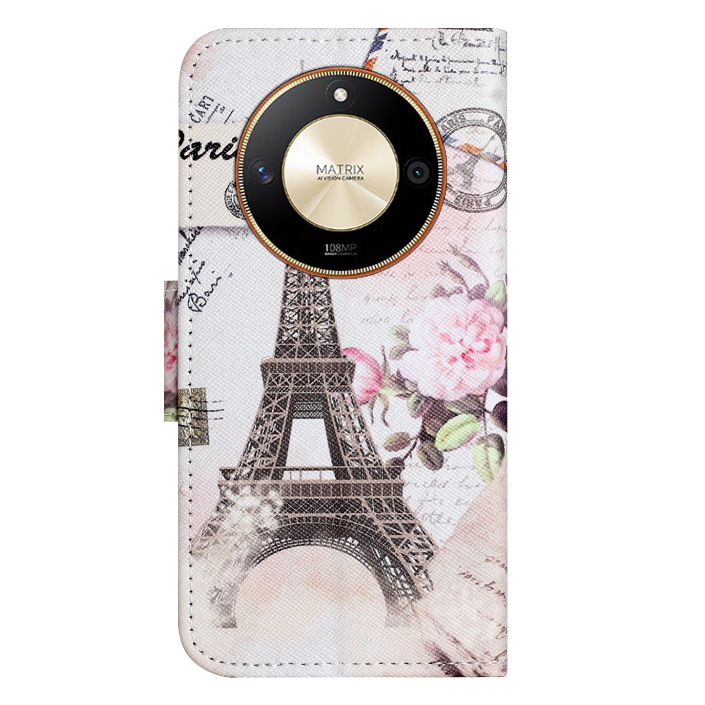 For Honor X50 PU Leather Cross Texture Phone Case Wallet Stand Pattern Printing Cover