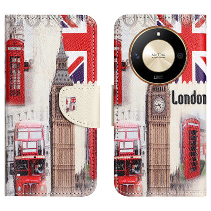For Honor X50 PU Leather Cross Texture Phone Case Wallet Stand Pattern Printing Cover