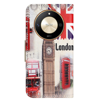 For Honor X50 PU Leather Cross Texture Phone Case Wallet Stand Pattern Printing Cover