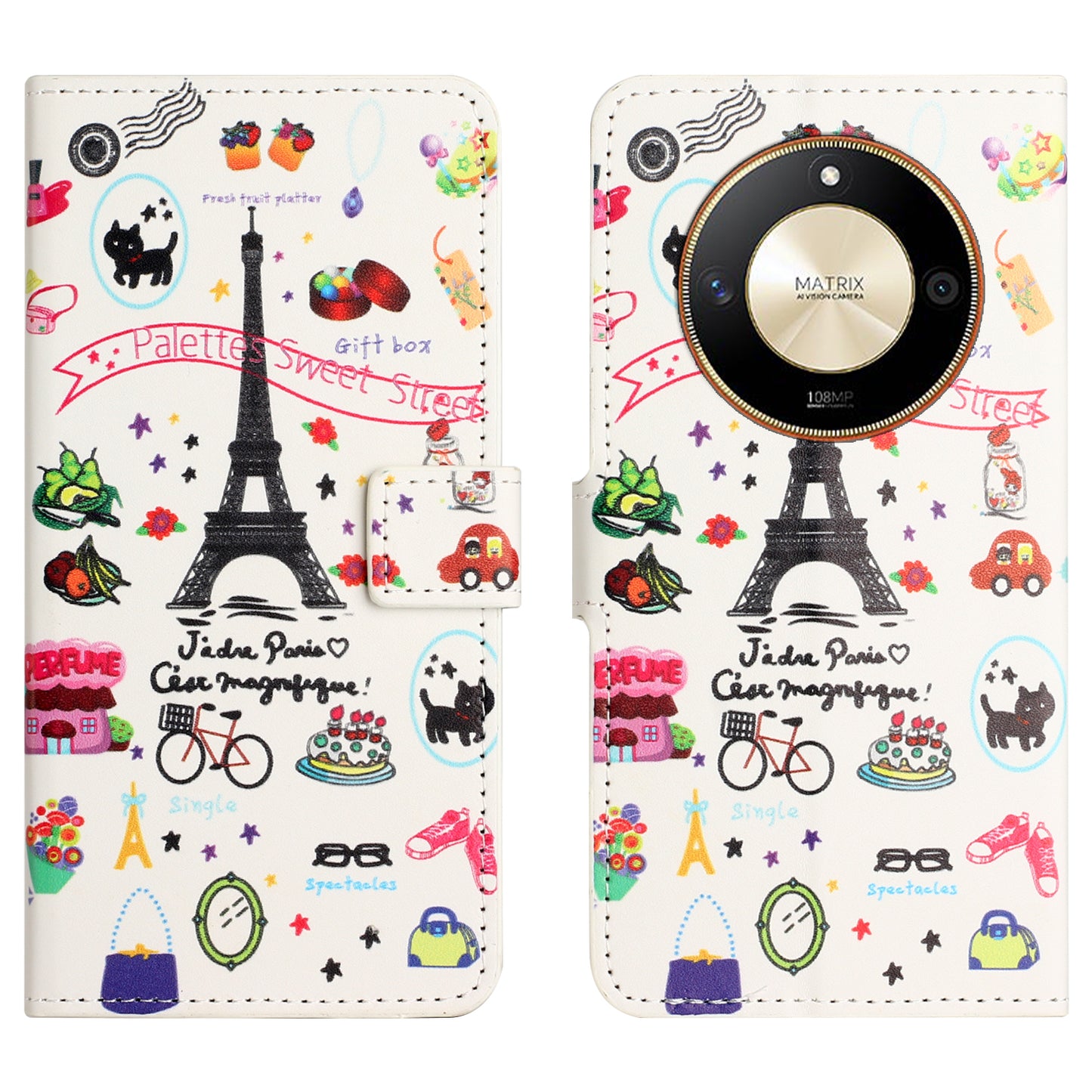 For Honor X50 PU Leather Pattern Printing Phone Case Stand Flip Wallet Cover