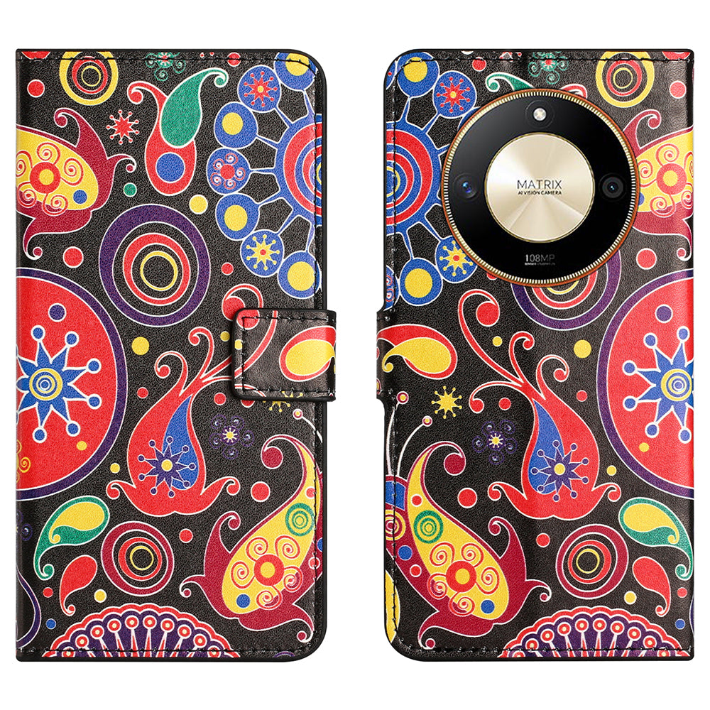 For Honor X50 PU Leather Pattern Printing Phone Case Stand Flip Wallet Cover