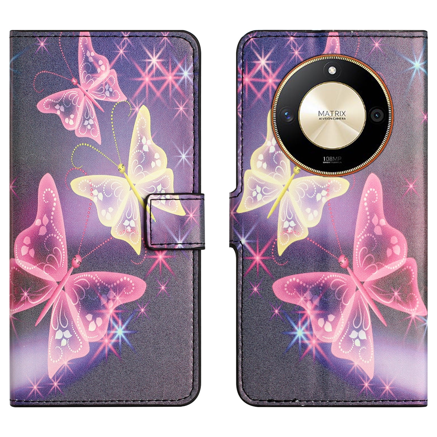 For Honor X50 PU Leather Pattern Printing Phone Case Stand Flip Wallet Cover