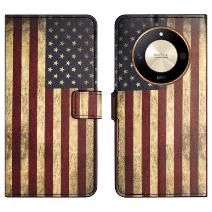 For Honor X50 PU Leather Pattern Printing Phone Case Stand Flip Wallet Cover