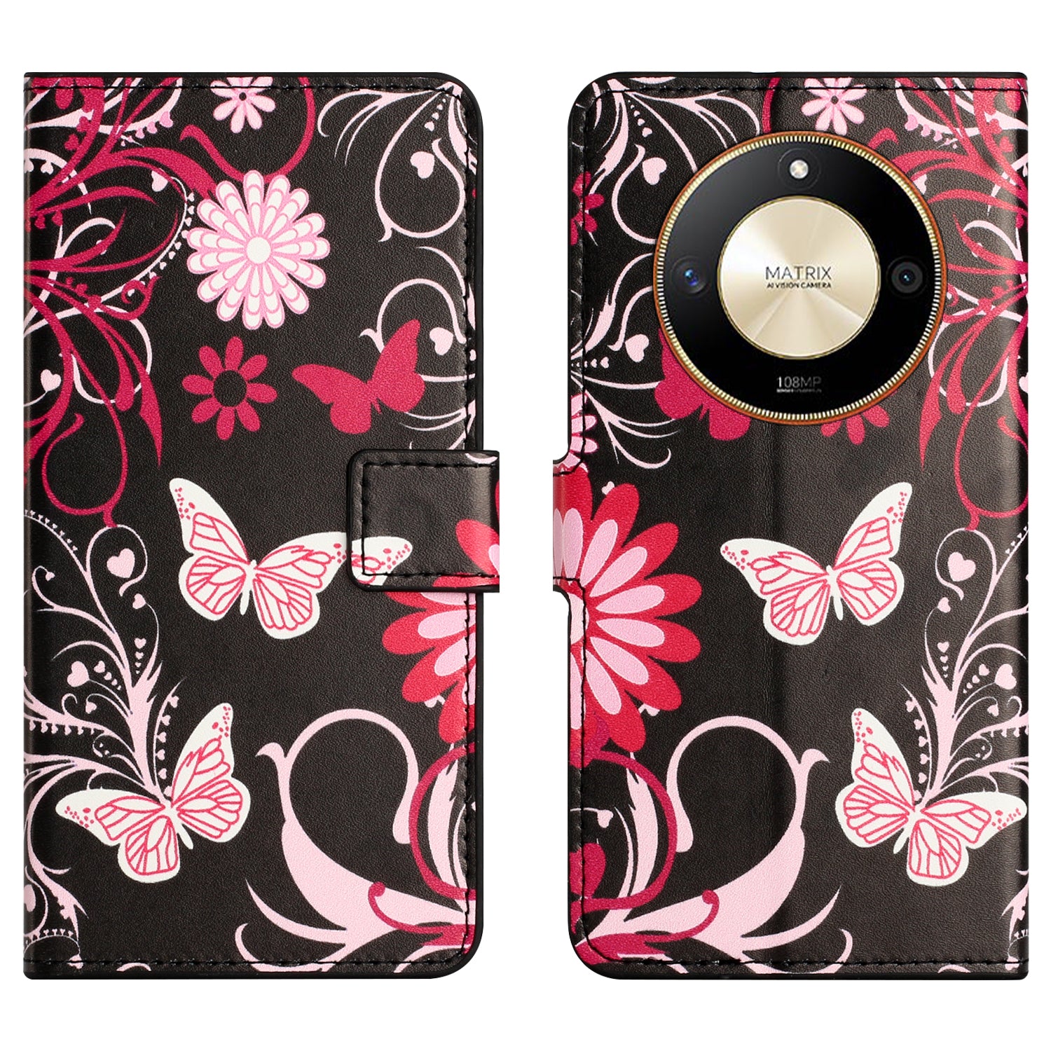 For Honor X50 PU Leather Pattern Printing Phone Case Stand Flip Wallet Cover
