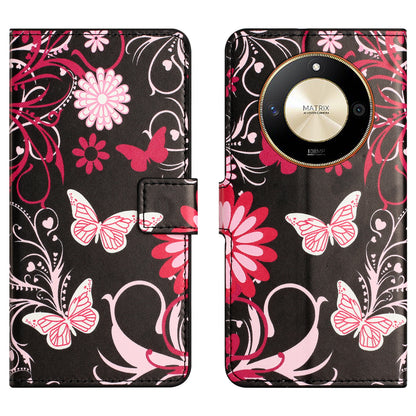 For Honor X50 PU Leather Pattern Printing Phone Case Stand Flip Wallet Cover