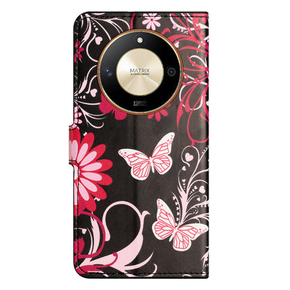 For Honor X50 PU Leather Pattern Printing Phone Case Stand Flip Wallet Cover
